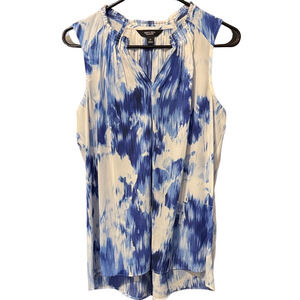 Simply Vera Vera Wang Blue and White Patterned Sleeveless Blouse